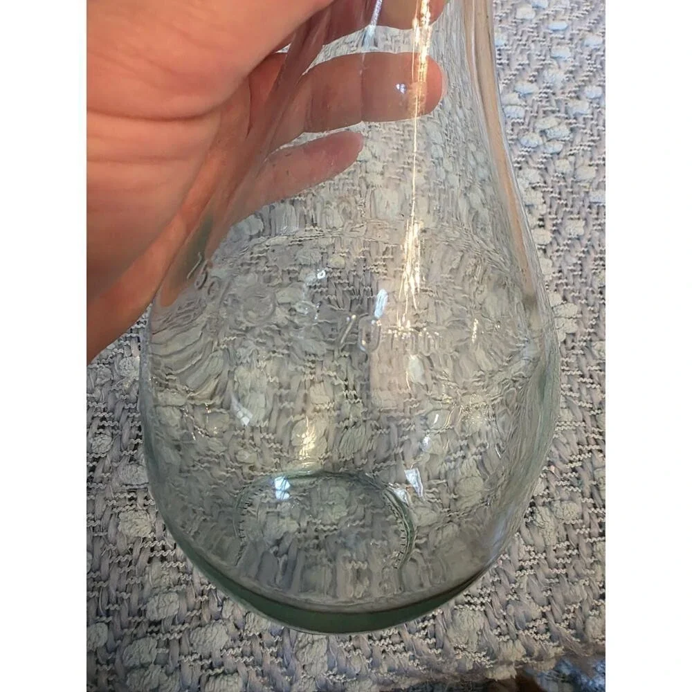 Vintage Clear Glass Bottle Vase 750 ml Embossed Decorative Carafe‎ E2